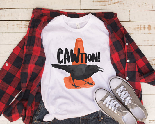 "CAW-tion" Crow Friend T-Shirt - Chellekie Creations