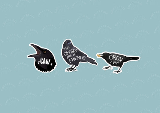 Crow Friends "Bestsellers" Set of 3 Vinyl Stickers - Chellekie Creations