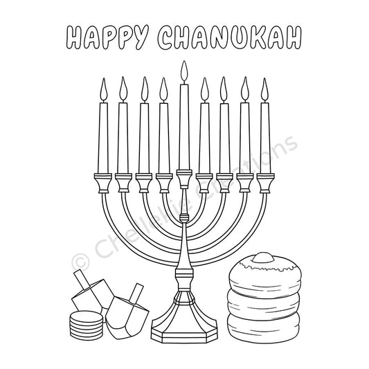 FREE Chanukah Print-At-Home Colouring Page (English) - Chellekie Creations