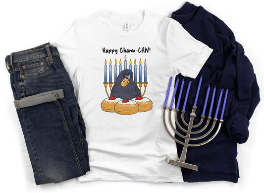 Happy Chanu-CAW! Chanukah Crow Friend T-Shirt - Chellekie Creations