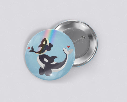 Mother and Calf Orca 1.5" Pinback Button - Chellekie Creations